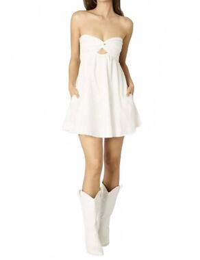 NEW COTTON CANDY LA babydoll twist keyhole eyelet dress in white